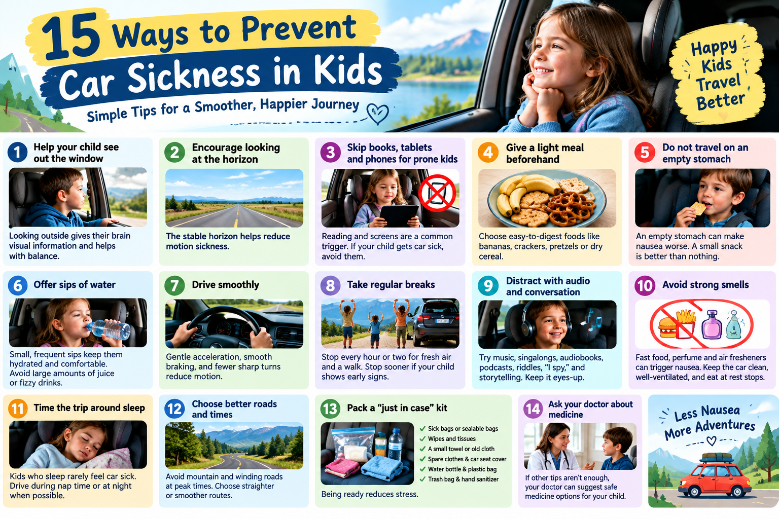 15 Ways to Prevent Car Sickness in Kids